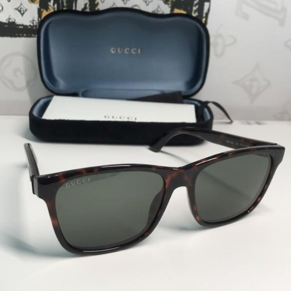✨ Brand New Gucci GG0746S 003 Sunglasses – Dark Havana with Green Lenses ✨ - Picture 8 of 12